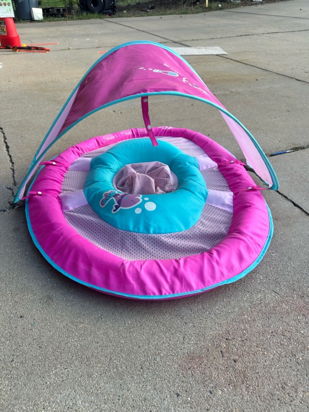 SwimWays Baby Spring Float w/ Canopy Shade Infant Pool Float Seat